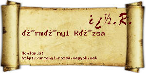 Ürményi Rózsa névjegykártya